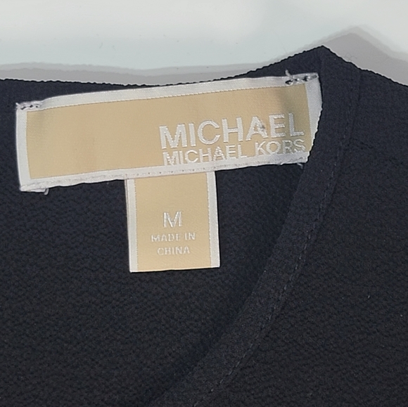 Michael Kors Black Detailed Ruffle Capped Sleeve Size M - Picture 4 of 5